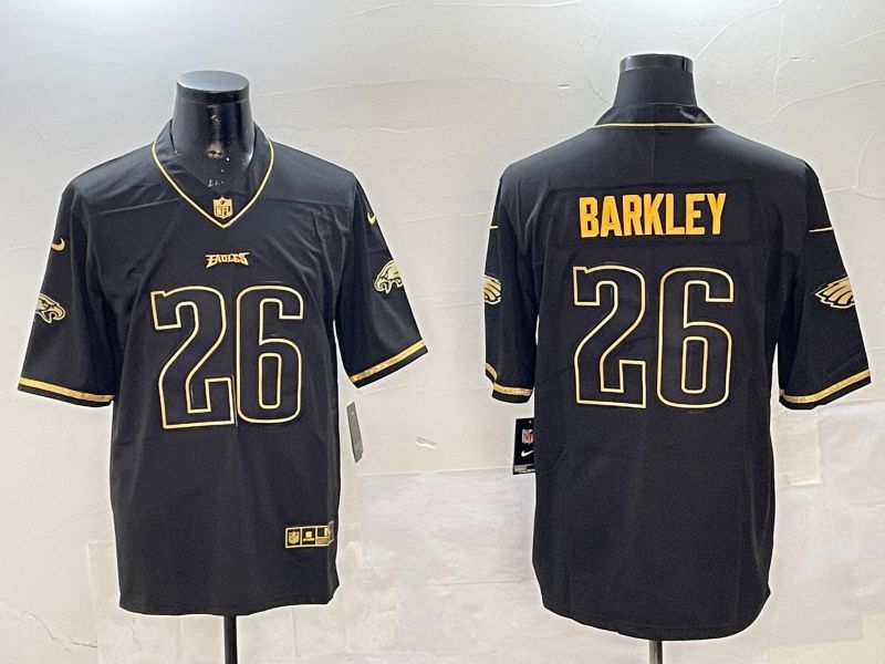 Men Philadelphia Eagles #26 Barkley Black gold Throwback 2025 Nike Vapor Limited NFL Jersey style 1->philadelphia eagles->NFL Jersey